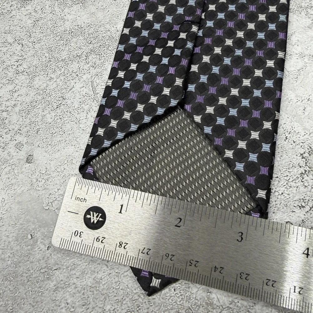 Alexander Julian Tie‎ Mens One Size Black Geometric Made In China Necktie